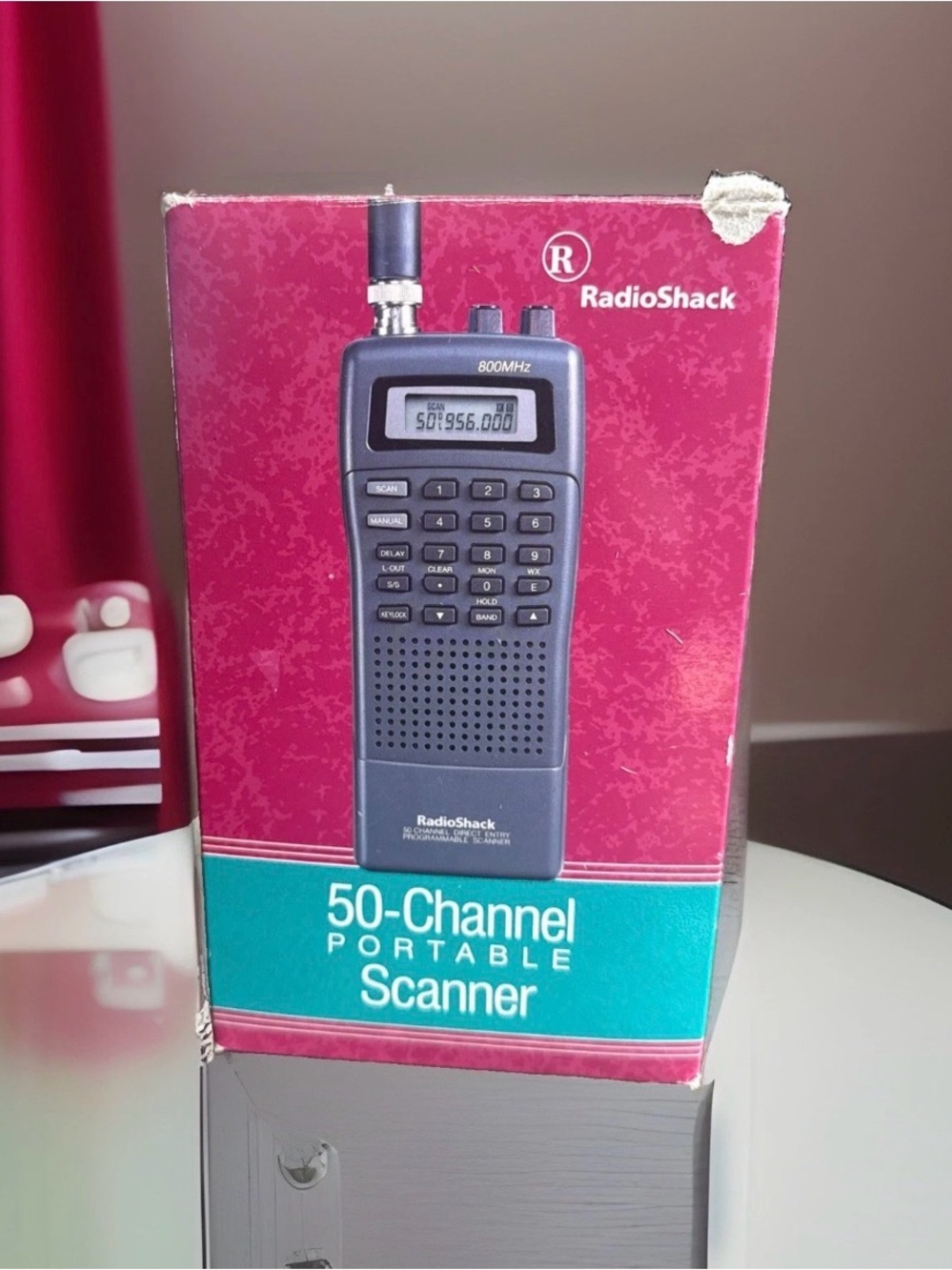 RadioShack 50-Channel Portable Scanner in Pink & Teal Packaging
